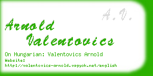 arnold valentovics business card